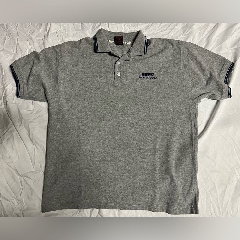 Vintage ESPN Sportscenter Gray Golf Polo Shirt